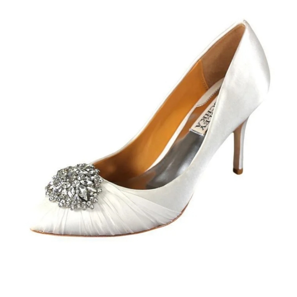 Badgley Mischka Like New Satin Pegasis Pumps, Sz 9 - Picture 3 of 14